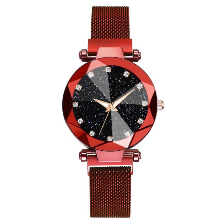 Red Jewel Tone Rhinestone Watch