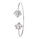 Geometric Silver Bangle With Rhinestones