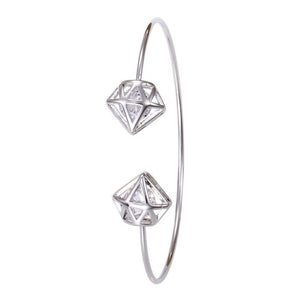 Geometric Silver Bangle With Rhinestones