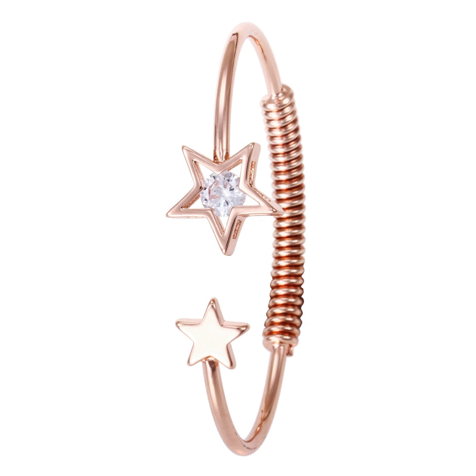 Star Rose Gold Bangle With Rhinestone