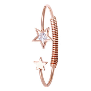 Star Rose Gold Bangle With Rhinestone