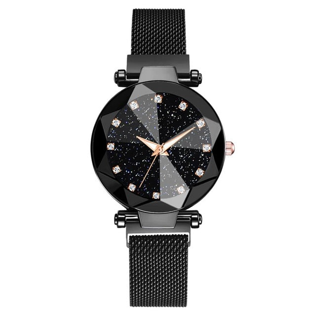 Black Jewel Tone Rhinestone Watch