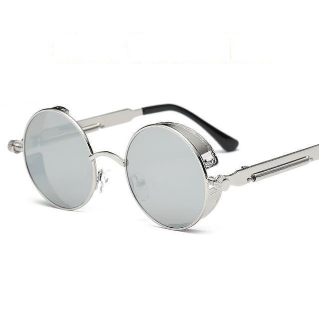 Silver Steampunk Round Sunglasses