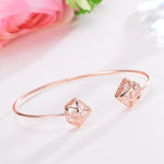 Geometric Rose Gold Bangle With Rhinestones