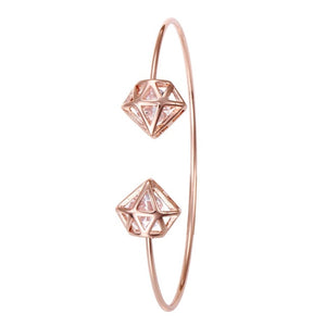 Geometric Rose Gold Bangle With Rhinestones